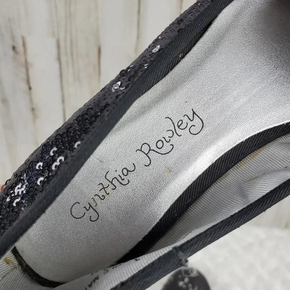 Cynthia Rowley Sequin Embellished Flats Black Size 3